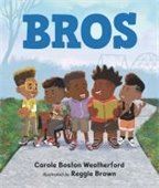 cover image of Bros featuring young boys reading books and hanging out with each other