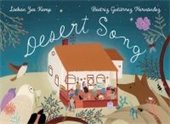 cover of book desert song with illustrations of a house and animals in a desert nighttime scene