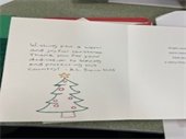 holiday card with children's drawings in marker and well-wishes
