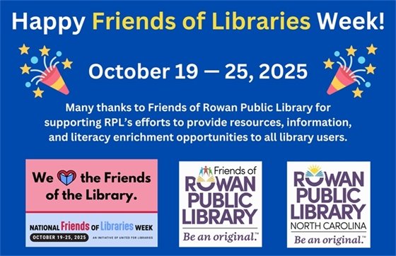 blue flyer announcing Friends of Libraries week 2025