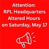 red background with white text and a white outline picture of a megaphone