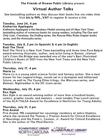 list of upcoming virtual author talks