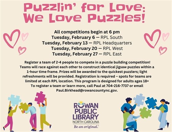 flyer advertising RPL's puzzlin' for love puzzle building competition