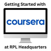 computer screen with the coursera logo in the center