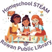 logo for homeschool STEAM featuring girls performing a science experiment together