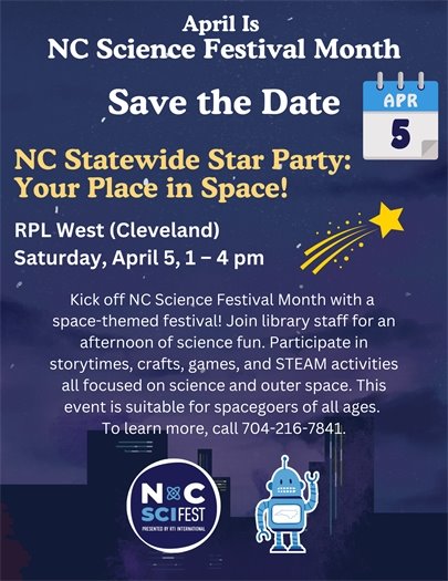 flyer with white and yellow text against a night sky cityscape background