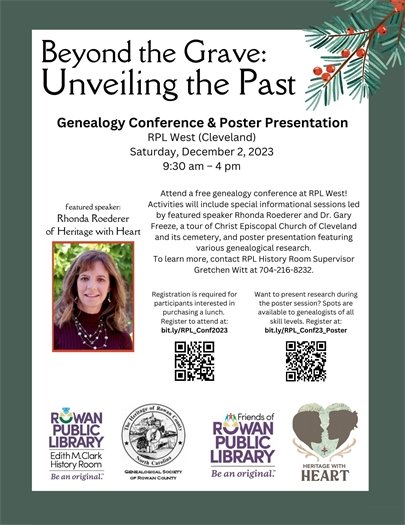 flyer advertising the Dec. 2 genealogy conference being held at RPL West