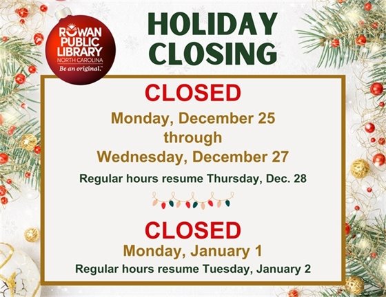 RPL flyer advertising Dec 25-27 and Jan 1 holiday closures