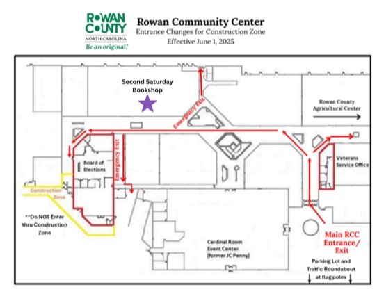 map detailing alternate route into Rowan Community Center during construction
