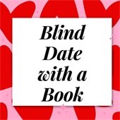 black text that says "blind date with a book" surrounded by a pink and red heart pattern