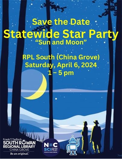 star party save the date poster featuring people gazing up into a night sky