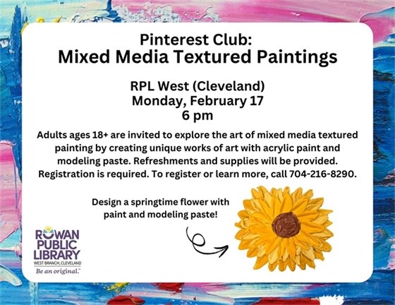 flyer with textured paint-style background and black text